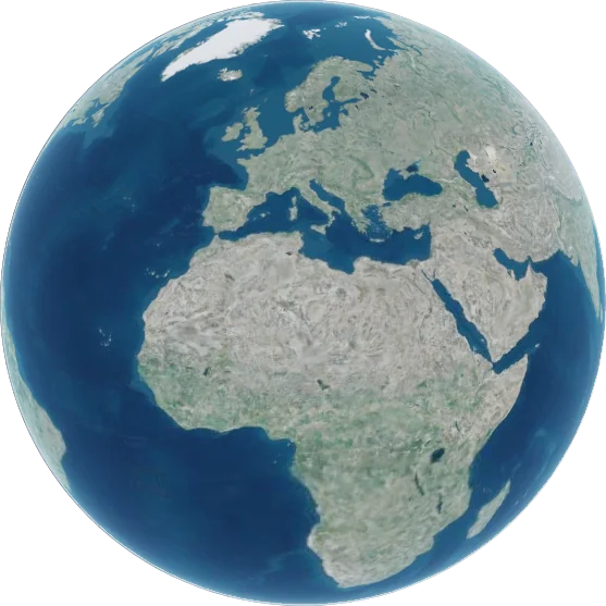 Globe rendered with environmental data in the ADAM platform